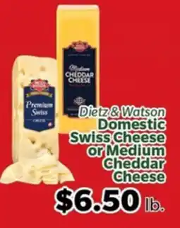 Living Fresh Market Dietz & Watson Domestic Swiss Cheese or Medium Cheddar Cheese offer