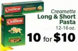 Living Fresh Market Creamette Long & Short Pasta offer