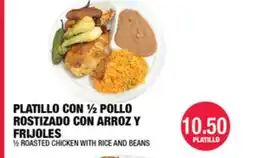 Carnicerias Jimenez PLATILLO CON ½ POLLO ROSTIZADO CON ARROZ Y FRIJOLES offer
