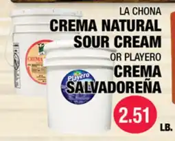 Carnicerias Jimenez LA CHONA CREMA NATURAL SOUR CREAM OR PLAYERO CREMA SALVADOREÑA offer