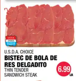 Carnicerias Jimenez U.S.D.A CHOICE BISTEC DE BOLA DE RES DELGADITO offer