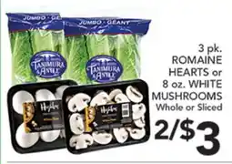 Pete's Fresh Market 3 pk. ROMAINE HEARTS or 8 oz. WHITE MUSHROOMS offer