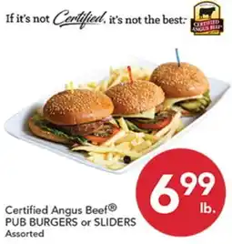 Pete's Fresh Market Certified Angus Beef PUB BURGERS or SLIDERS offer