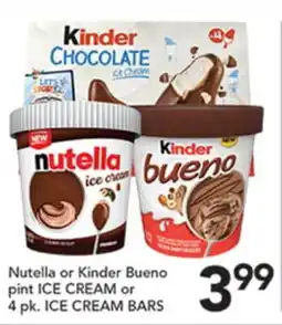 Pete's Fresh Market Nutella or Kinder Bueno pint ICE CREAM or 4 pk. ICE CREAM BARS offer