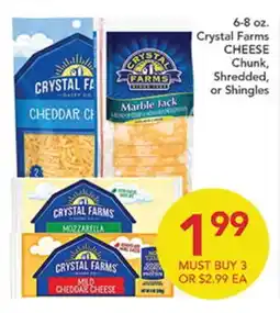 Pete's Fresh Market Crystal Farms CHEESE Chunk, Shredded, or Shingles offer