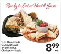 Pete's Fresh Market 1 ct. Homemade QUESADILLAS or BURRITOS offer