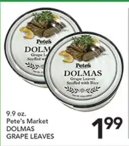 Pete's Fresh Market Pete's Market DOLMAS GRAPE LEAVES offer