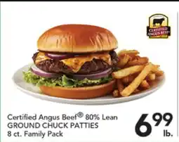 Pete's Fresh Market Certified Angus Beef 80% Lean GROUND CHUCK PATTIES offer