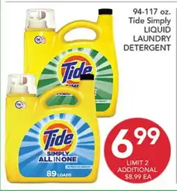 Pete's Fresh Market 94-117 oz. Tide Simply LIQUID LAUNDRY DETERGENT offer