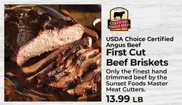Sunset Foods USDA Choice Certified Angus Beef First Cut Beef Briskets offer
