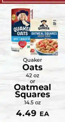 Sunset Foods Quaker Oats 42 oz or Oatmeal Squares 14.5 oz offer