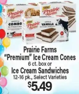 Angelo Caputo's Fresh Market Prairie Farms Premium Ice Cream Cones 6 ct. box or Ice Cream Sandwiches 12-16 pk offer