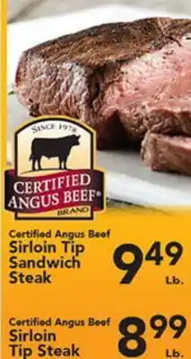 Eurofresh Market Certified Angus Beef Sirloin Tip Sandwich Steak offer