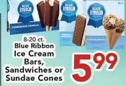 Eurofresh Market 8-20 ct. Blue Ribbon Ice Cream Bars, Sandwiches or Sundae Cones offer