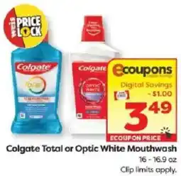 Weis Markets Colgate Total or Optic White Mouthwash offer