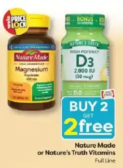 Weis Markets Nature Made or Nature's Truth Vitamins offer
