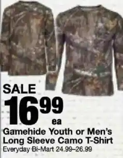 Bi-Mart Gamehide Youth or Men's Long Sleeve Camo T-Shirt offer