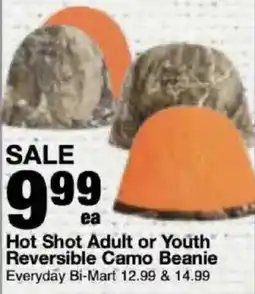 Bi-Mart Hot Shot Adult or Youth Reversible Camo Beanie offer