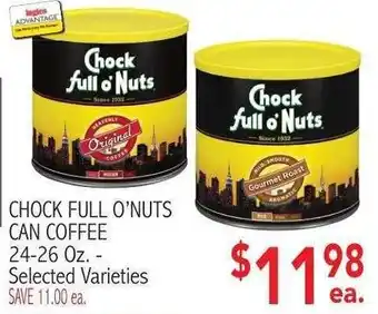 Ingles Markets Chock full o' nuts can coffee offer