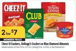 Raley's Cheez-It Crackers, Kellogg's Crackers or Blue Diamond Almonds offer
