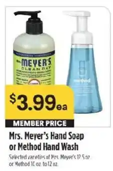 Raley's Mrs. Meyer's Hand Soap or Method Hand Wash offer