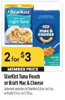 Raley's StarKist Tuna Pouch or Kraft Mac & Cheese offer
