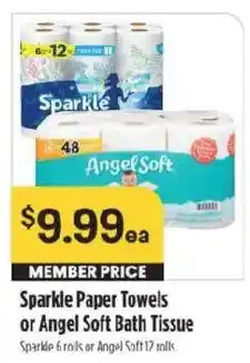 Raley's Sparkle Paper Towels or Angel Soft Bath Tissue offer
