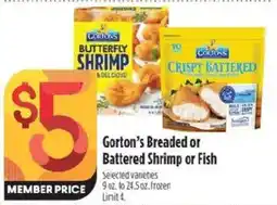 Raley's Gorton's Breaded or Battered Shrimp or Fish offer