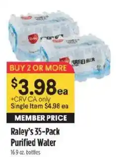 Raley's Raley's 35-Pack Purified Water offer