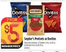 Raley's Snyder's Pretzels or Doritos offer