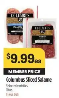 Raley's Columbus Sliced Salame offer