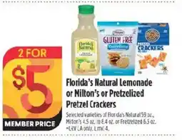 Raley's Florida's Natural Lemonade or Nilton's or Pretzelized Pretzel Crackers offer