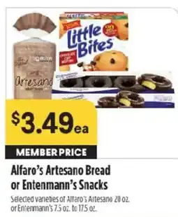 Raley's Alfaros Artesano Bread or Entenmanns Snacks offer