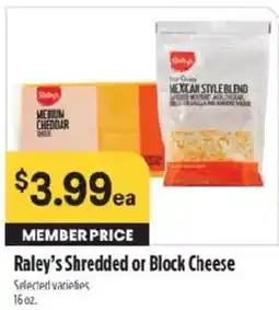 Raley's Raley's Shredded or Block Cheese offer