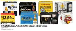 Raley's 12-Pack Modelo, Corona, Pacifico, Stella Artois or Sapporo or 8-Pack Guinness offer