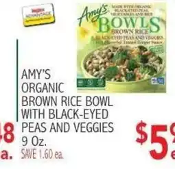 Ingles Markets Amy's organic brown rice bowl with black-eyed peas and veggies offer