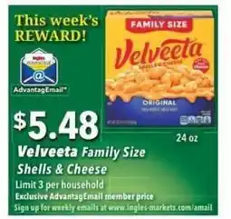 Ingles Markets Velveeta Family Size Shells & Cheese offer