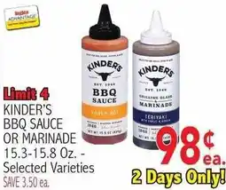 Ingles Markets Kinder's bbq sauce or marinade offer