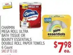 Ingles Markets Charmin mega roll ultra bath tissue or bounty essentials double roll paper towels offer