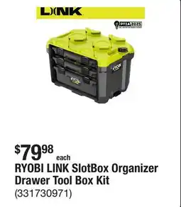 The Home Depot RYOBI LINK SlotBox Organizer Drawer Tool Box Kit offer