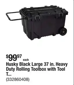 The Home Depot Husky Black Large 37 in. Heavy Duty Rolling Toolbox with Tool Tray and Keyed Lock offer