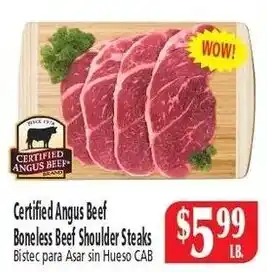 Certified Angus Beef Boneless Beef Shoulder Steaks