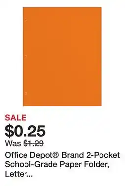 Office Depot Office Depot Brand 2-Pocket School-Grade Paper Folder, Letter Size, Orange offer