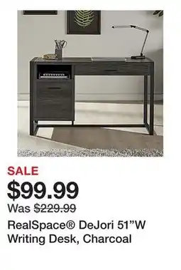 Office Depot RealSpace DeJori 51W Writing Desk, Charcoal offer