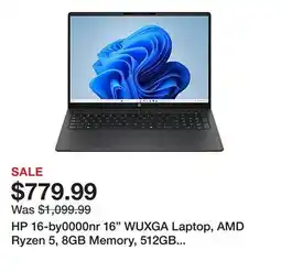 Office Depot HP 16-by0000nr 16 WUXGA Laptop, AMD Ryzen 5, 8GB Memory, 512GB SSD, Windows 11 Home, Mica Silver offer