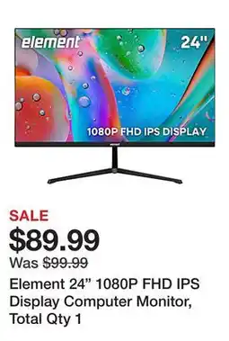 Office Depot Element 24 1080P FHD IPS Display Computer Monitor, Total Qty 1 offer