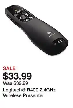 Office Depot Logitech R400 2.4GHz Wireless Presenter offer