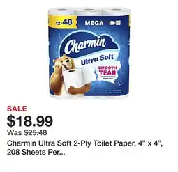 Office Depot Charmin Ultra Soft 2-Ply Toilet Paper, 4 x 4, 208 Sheets Per Roll, Pack Of 12 Mega Rolls offer