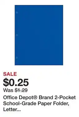 Office Depot Office Depot Brand 2-Pocket School-Grade Paper Folder, Letter Size, Blue offer