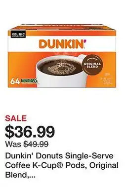 Office Depot Dunkin' Donuts Single-Serve Coffee K-Cup Pods, Original Blend, Medium Roast, Carton Of 64 Pods offer